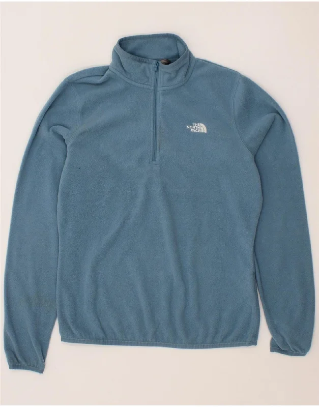 THE NORTH FACE Womens Zip Neck Fleece Jumper UK 12 Medium Blue Polyester