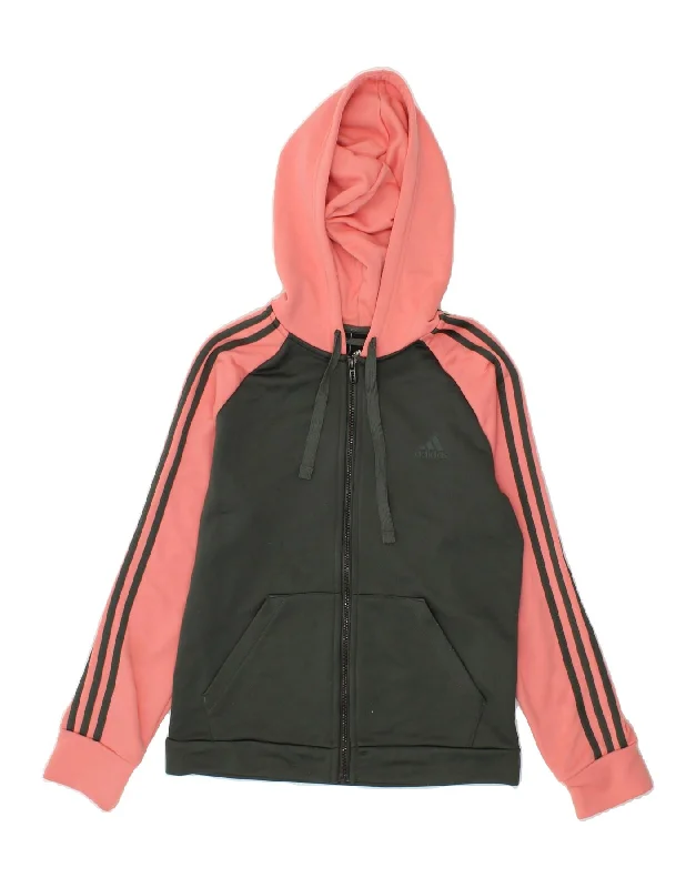 Price Fest ADIDAS Womens Zip Hoodie Sweater UK 12 Medium Multicoloured Colourblock