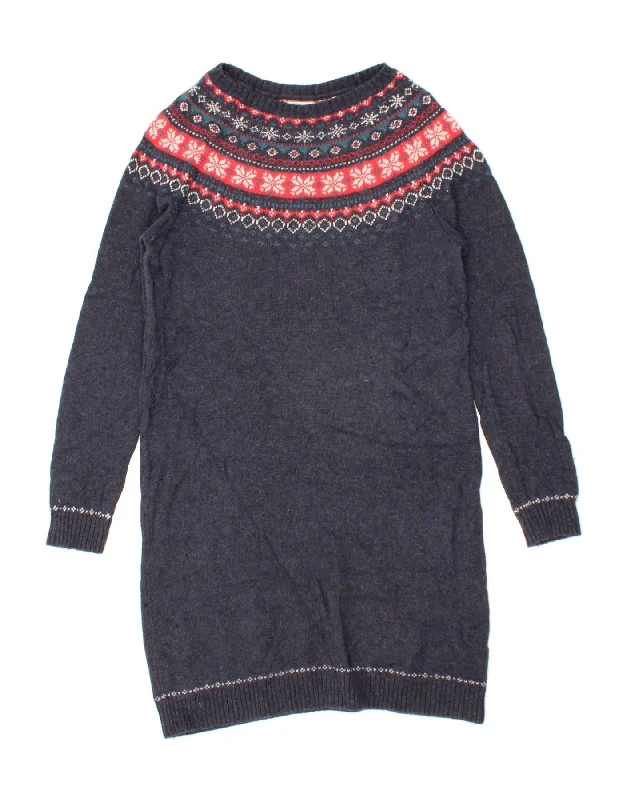 Loyalty Reward FAT FACE Womens Jumper Dress UK 10 Small Navy Blue Fair Isle Cotton