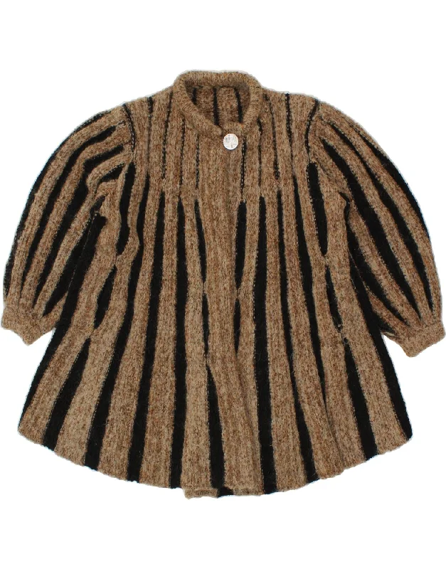Incredible Offers VINTAGE Womens Longline Cardigan Sweater UK 14 Large Brown Colourblock