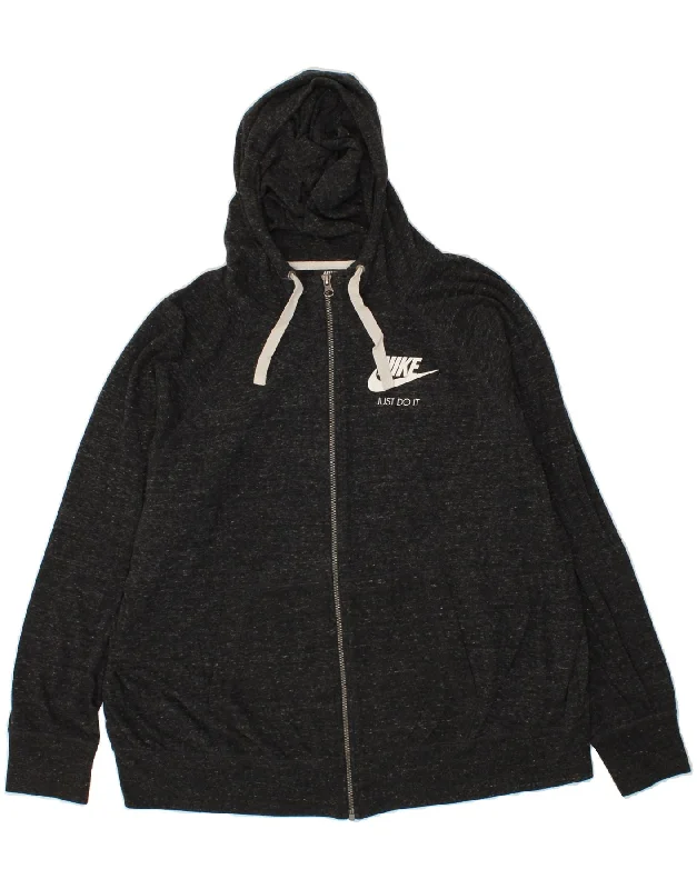 Deal Frenzy NIKE Womens Zip Hoodie Sweater UK 20 2XL Grey Flecked
