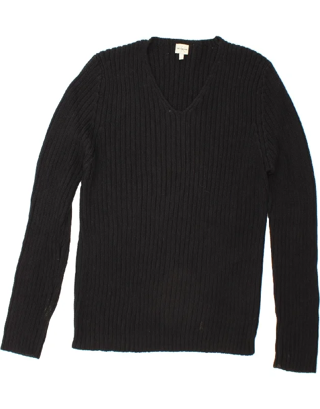 Online Only CALVIN KLEIN Womens V-Neck Jumper Sweater UK 18 XL Black Cotton