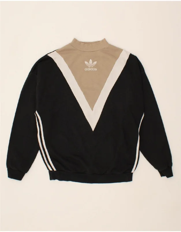 Don't Miss ADIDAS Womens Graphic Sweatshirt Jumper UK 14 Large  Black Colourblock