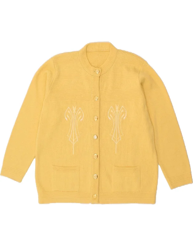 The Best Prices VINTAGE Womens Oversized Cardigan Sweater UK 18 XL Yellow Acrylic