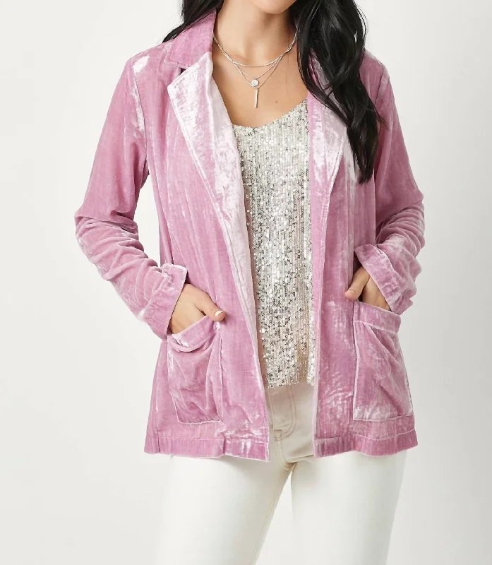 Velvet Open Jacket In Lilac