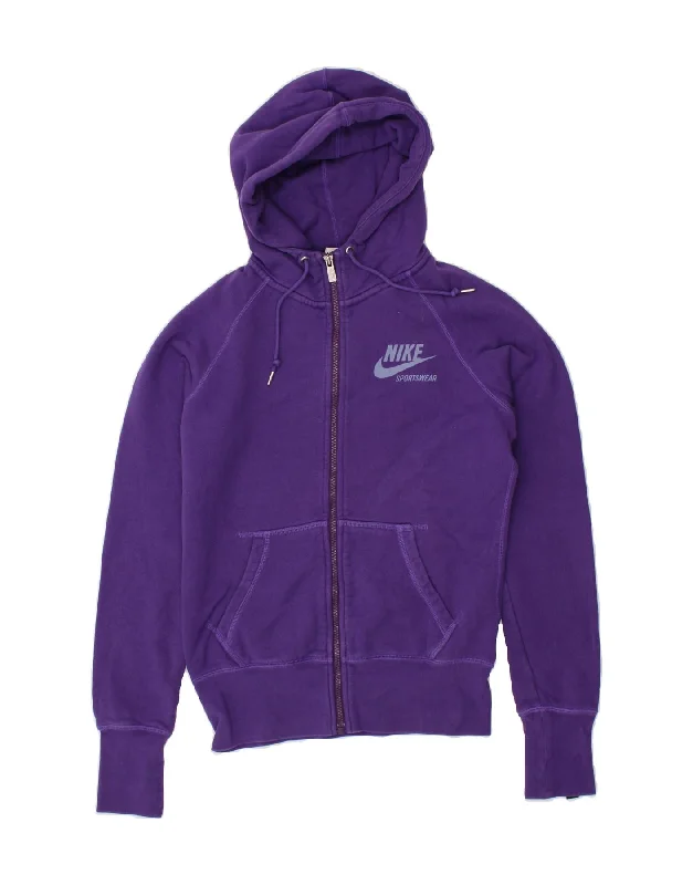 Price Drop NIKE Womens Graphic Hoodie Jumper UK 10 Small Purple Cotton