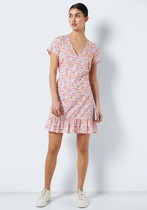 Fantastic Offers Noisy May Sabina Short Sleeve Floral Dress, Sugar Swizzle