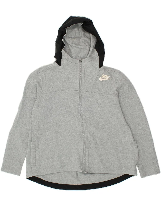 Super Savings NIKE Womens Zip Hoodie Sweater UK 14 Medium Grey Cotton
