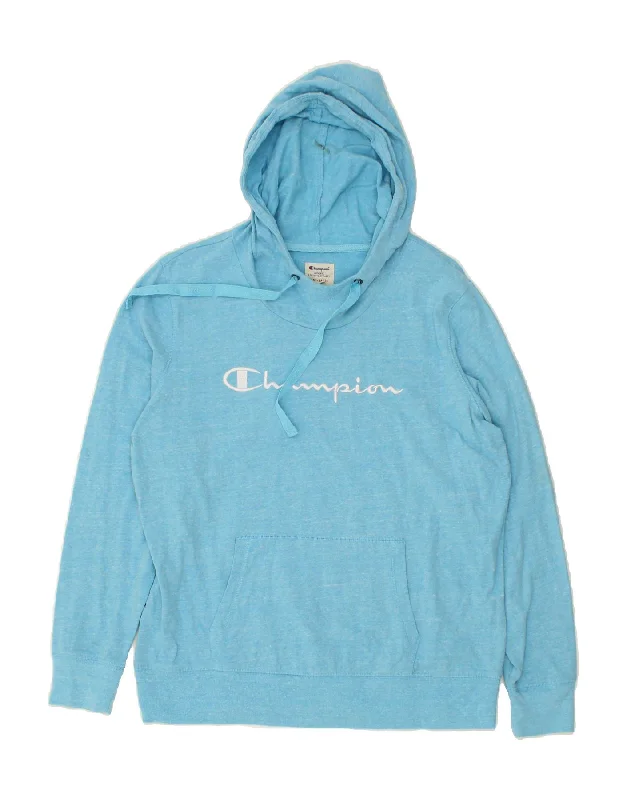 Reduced Prices CHAMPION Womens Graphic Hoodie Jumper UK 16 Large Blue Flecked Cotton Reduced Prices CHAMPION Womens Graphic Hoodie Jumper UK 16 Large Blue Flecked Cotton