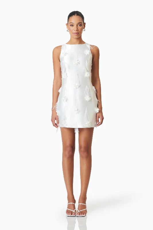 Factory Direct Sale Lunaria Satin Mini Dress In White