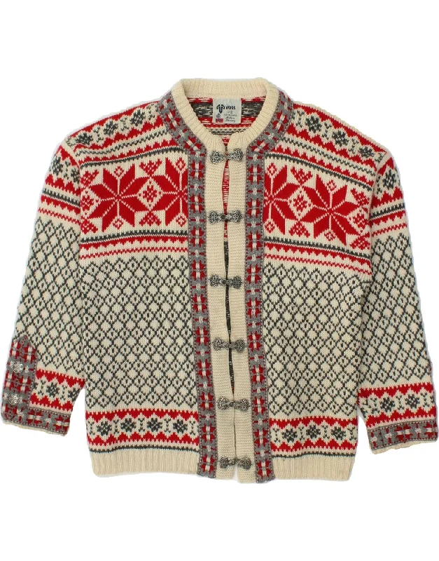 Don't Wait VOSS Womens Cardigan Sweater EU 42 Medium Red Fair Isle New Wool