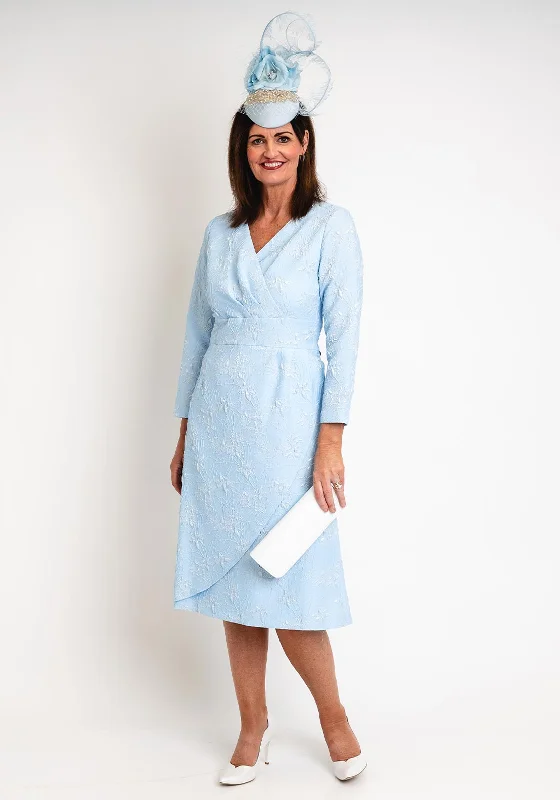 Savings Bonanza Cassandra Floral Jacquard V-Neck Midi Dress, Blue