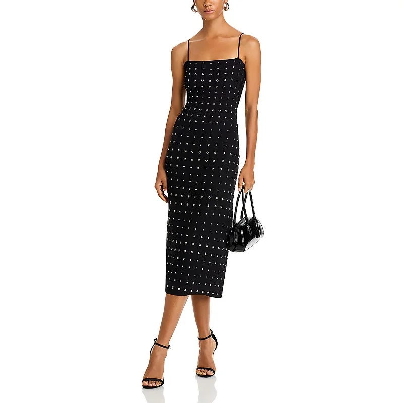 Womens Below Knee Studded Midi Dress