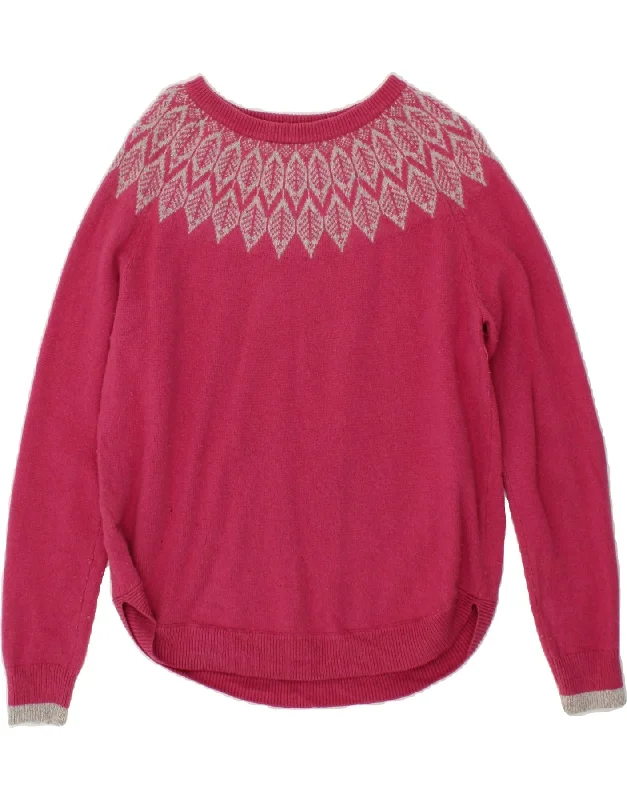Super Sale WHITE STUFF Womens Boat Neck Jumper Sweater UK 14 Large Pink Fair Isle