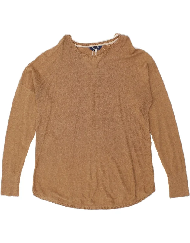 Warehouse Sale JOULES Womens Boat Neck Jumper Sweater UK 14 Large Brown Cotton