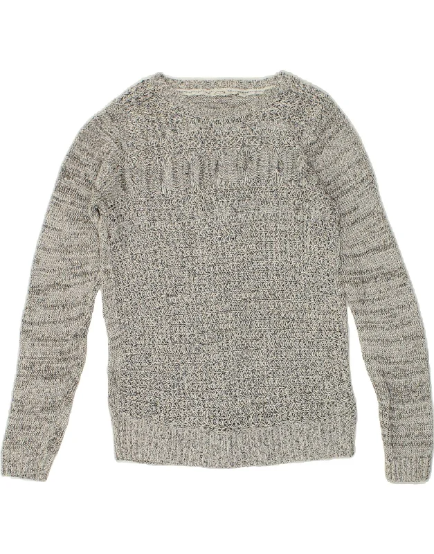 Mega Sale FAT FACE Womens Boat Neck Jumper Sweater UK 14 Large Grey Cotton