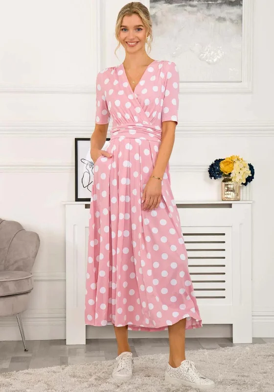 Buy Now Jolie Moi Odelia Polka Dot Print Maxi Dress, Light Pink