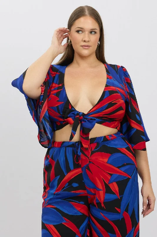 Today’s Special Black Floral Leaf Tie Bolero Top