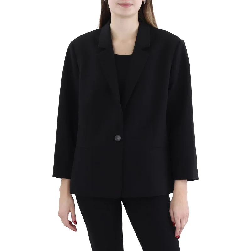 Womens Solid Workwear One-Button Blazer