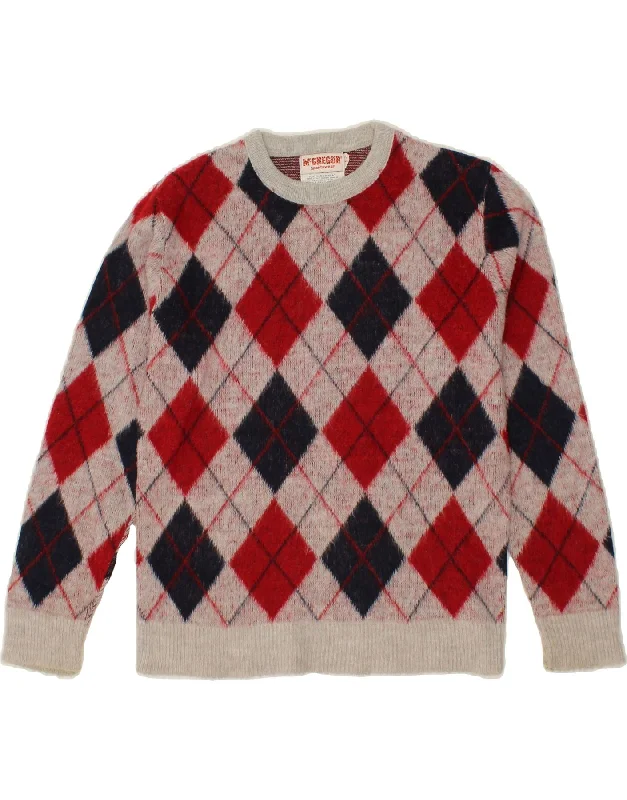 Price Rollback MCGREGOR Womens Crew Neck Jumper Sweater UK 16 Large Red Argyle/Diamond