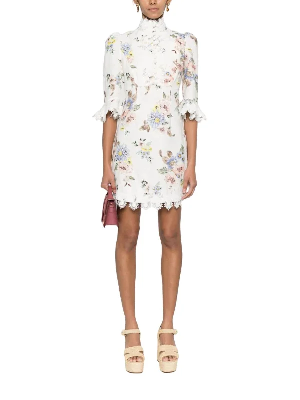 Anniversary Sale Applique Mini Dress In Blue Floral