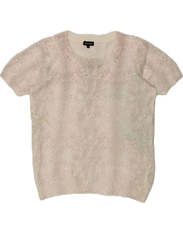 Limited Time Discount JAEGER Womens Short Sleeve Boat Neck Jumper Sweater UK 14 Medium Pink