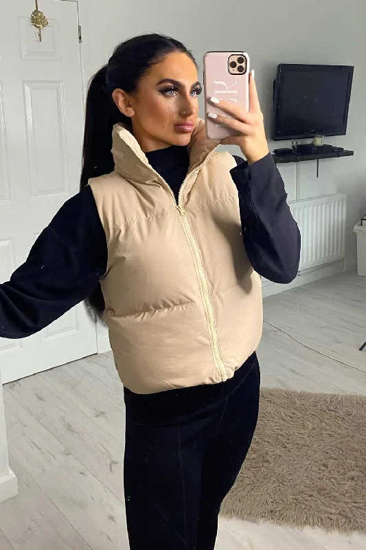 Bargain Blast Crop Gilet Bodywarmer Beige