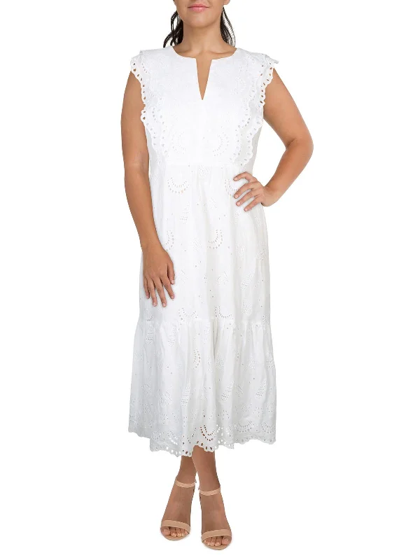 Steals and Deals Womens Eyelet Cotton Maxi Dress