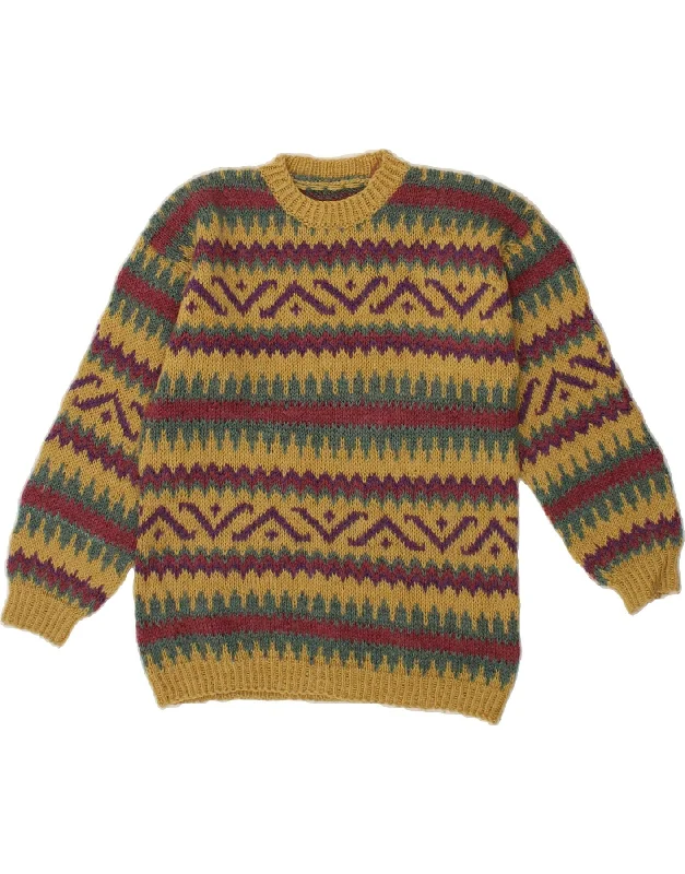 Hot Deal VINTAGE Womens Crew Neck Jumper Sweater UK 10 Small Yellow Fair Isle