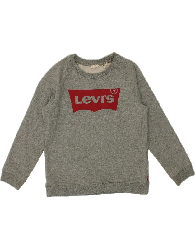 LEVI'S Womens Oversized Graphic Sweatshirt Jumper UK 10 Small Grey Cotton