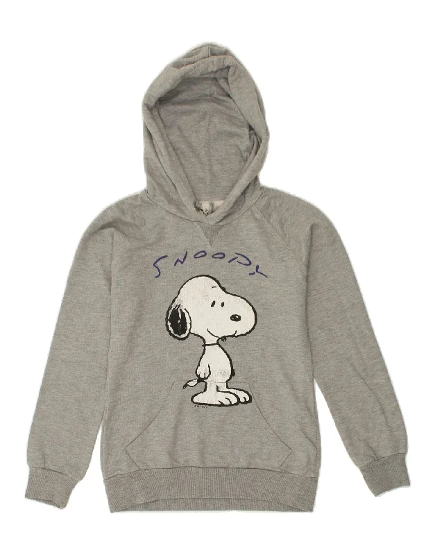 PULL & BEAR Womens Snoopy Graphic Hoodie Jumper UK 12 Medium Grey Cotton