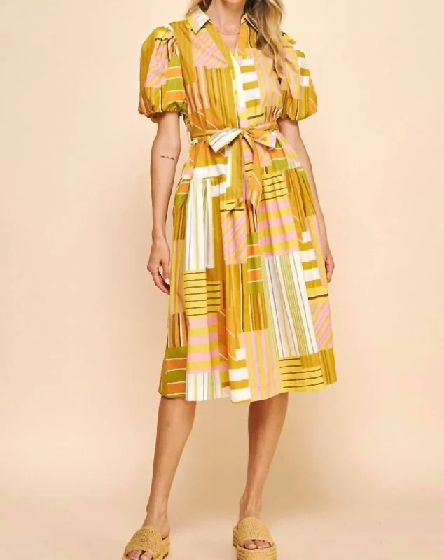 Sofia Dress In Yellow Multi