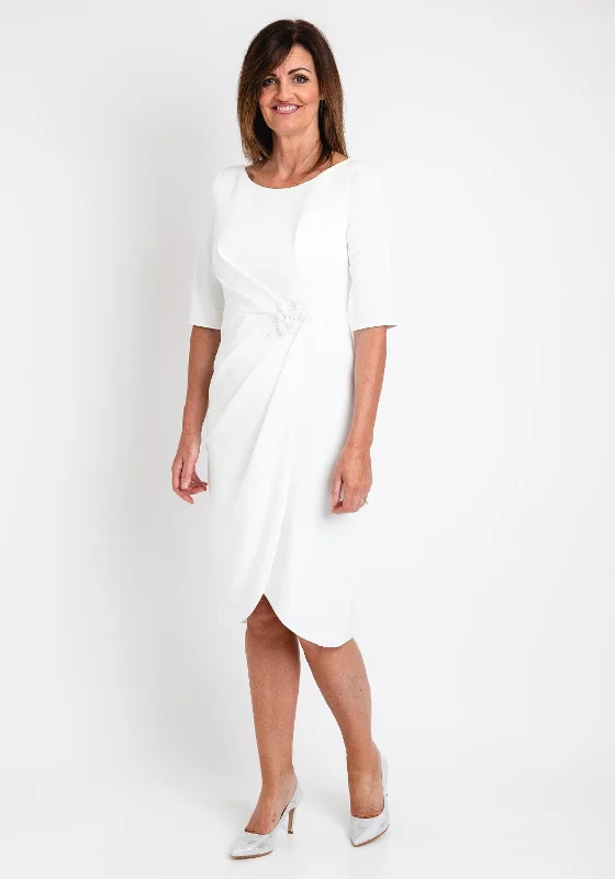 Great Bargains Giorgia Jo Floral Applique Wrap Dress, White