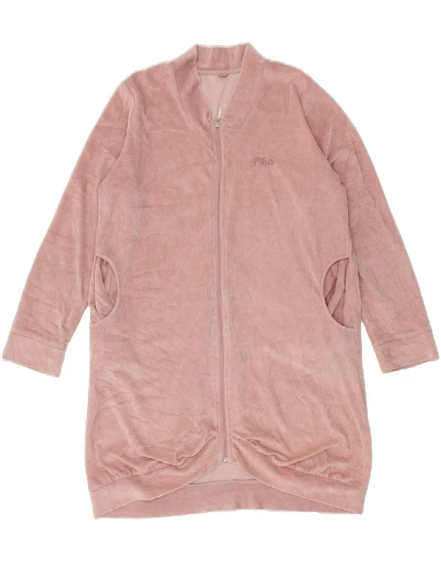 Deal Dash FILA Womens Longline Cardigan Sweater UK 16 Large Pink Cotton