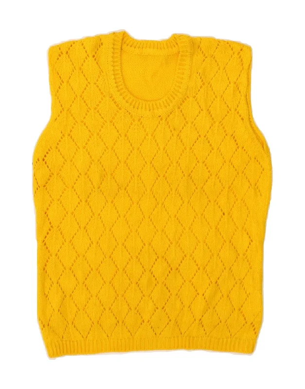 The Best Prices VINTAGE Womens Vest Tank Top UK 12 Medium Yellow