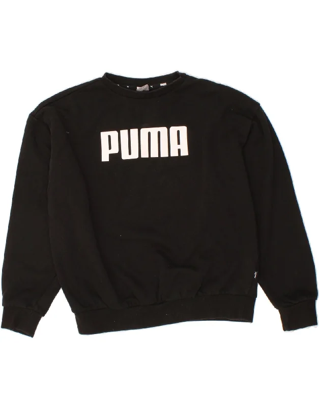 PUMA Womens Oversized Graphic Sweatshirt Jumper UK 14 Medium Black Cotton