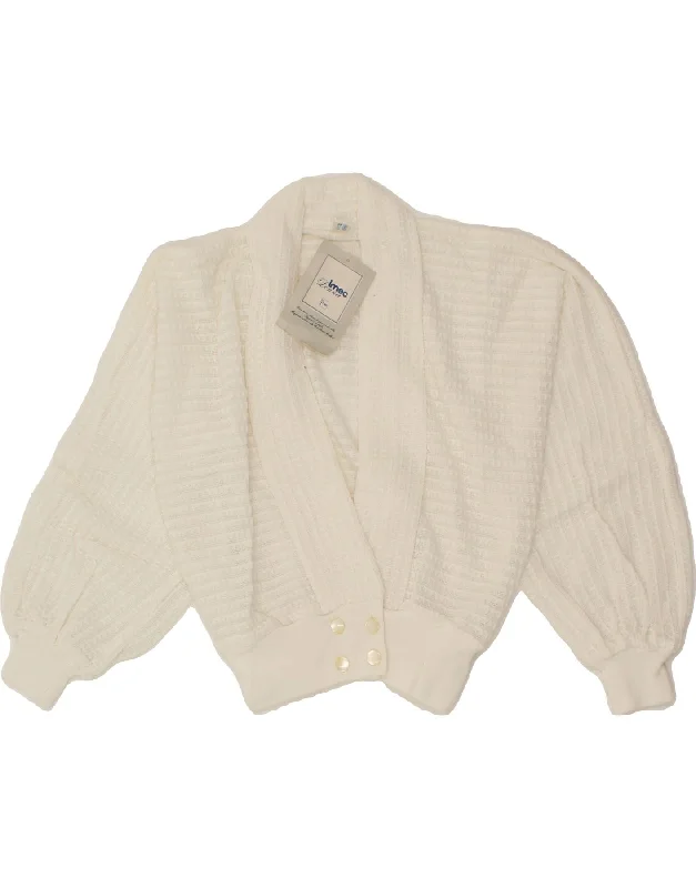 Shop and Save VINTAGE Womens Crop Cardigan Sweater IT 46 Large White