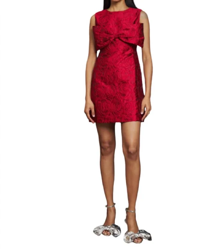 Tate Rose Jacquard Dress In Ruby Red