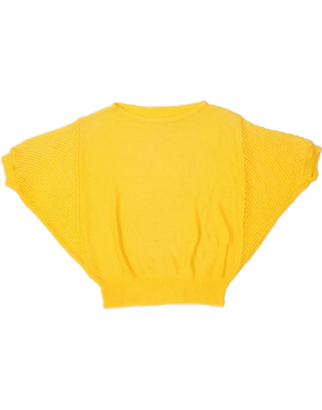 Huge Savings VINTAGE Womens Batwing Boat Neck Jumper Sweater UK 14 Medium Yellow