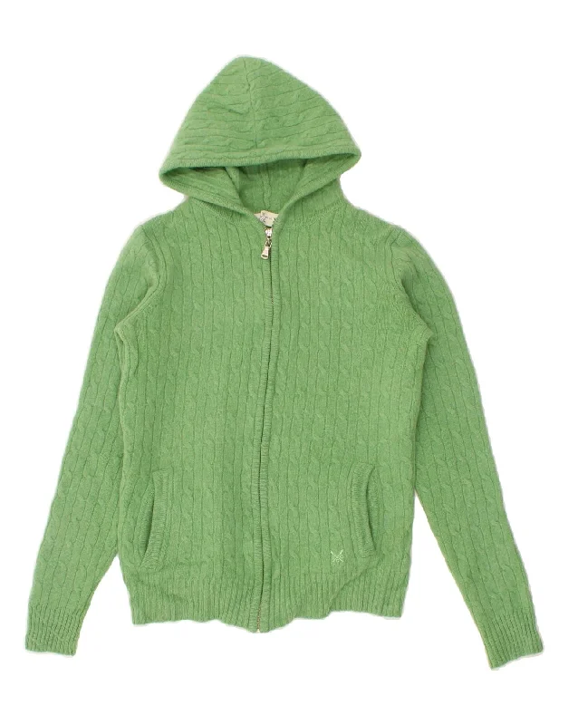 CREW CLOTHING Womens Hooded Cardigan Sweater UK 10  Green Lambswool