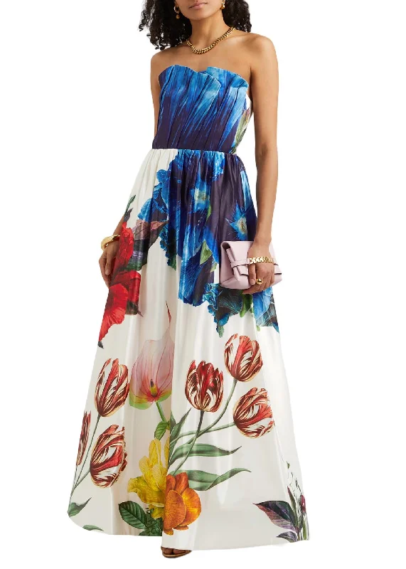 Low Prices Stella Strapless Satin Gown In Le Parisien Sea