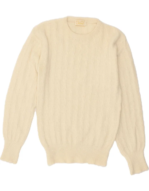 VINTAGE Womens Crew Neck Jumper Sweater UK 10 Small Beige