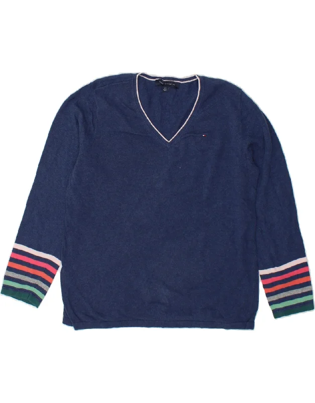 Limited Availability TOMMY HILFIGER Womens V-Neck Jumper Sweater UK 16 Large Blue Cotton Limited Availability TOMMY HILFIGER Womens V-Neck Jumper Sweater UK 16 Large Blue Cotton