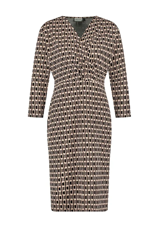 Deal of the Day Gerry Weber Chain Link Wrap Neckline Dress, Black