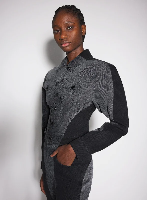 Price Meltdown bi-tone black denim jacket
