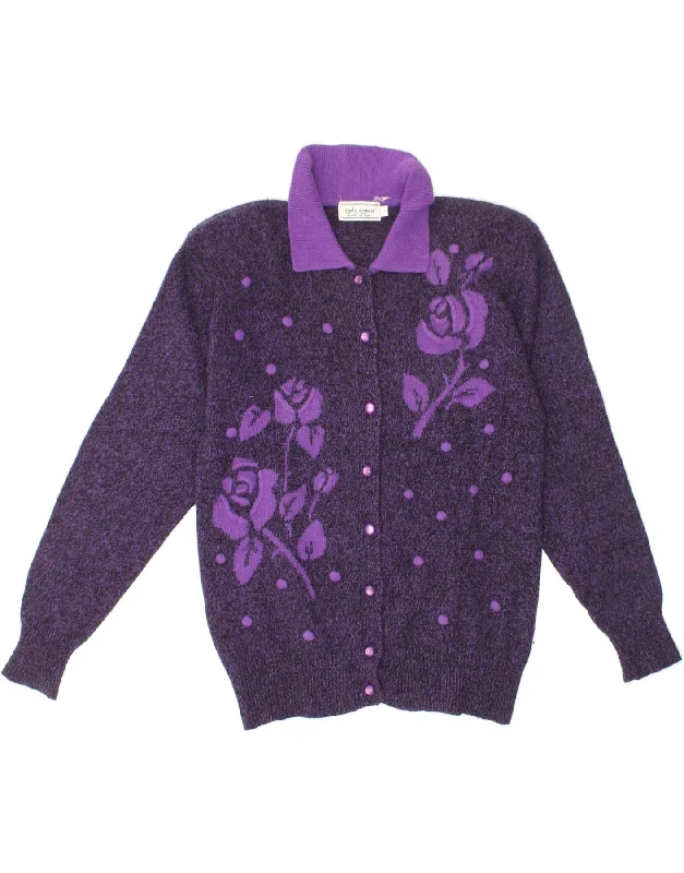 Exclusive Access VINTAGE Womens Cardigan Sweater UK 14 Medium Purple Floral Lambswool Exclusive Access VINTAGE Womens Cardigan Sweater UK 14 Medium Purple Floral Lambswool