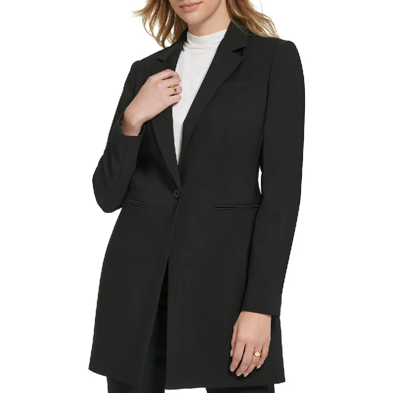 Womens Long Office One-Button Blazer