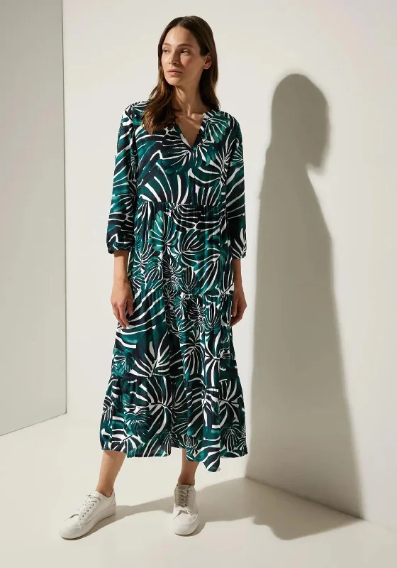 Crazy Savings Street One Print Smock Midi Dress, Lagoon Green