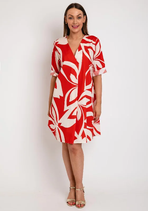 Overstock The Serafina Collection One Size Print Tunic Dress, Red