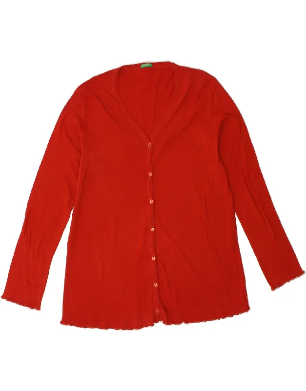 BENETTON Womens Cardigan Sweater UK 10 Small Red Cotton